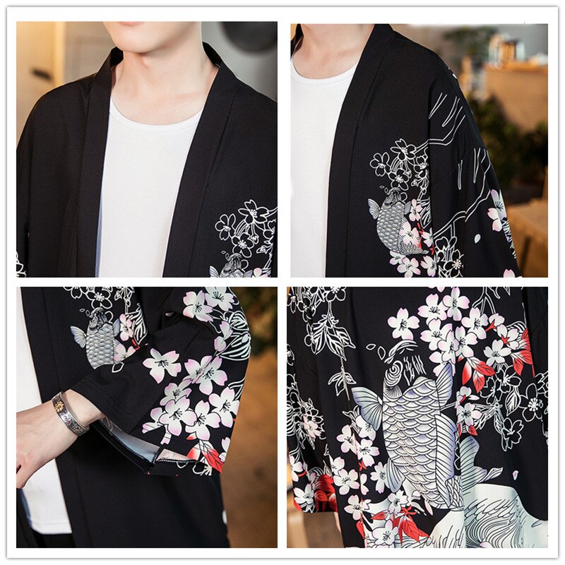 Jddton #39 zomer harajuku kimono vest jassen yukata dunne bovenkleding haori jassen losse casual heren overjas  je029