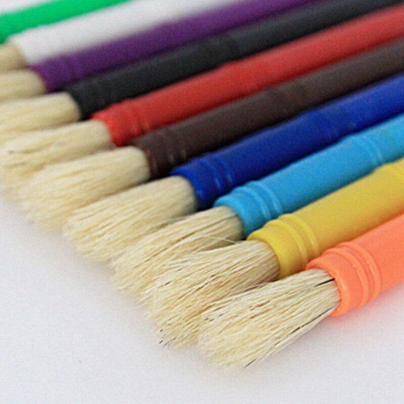 10Pcs Kids Drawing Tools Children Painting Brushes Cleaning Cup Set Color-Matched Paint Brushes Kit