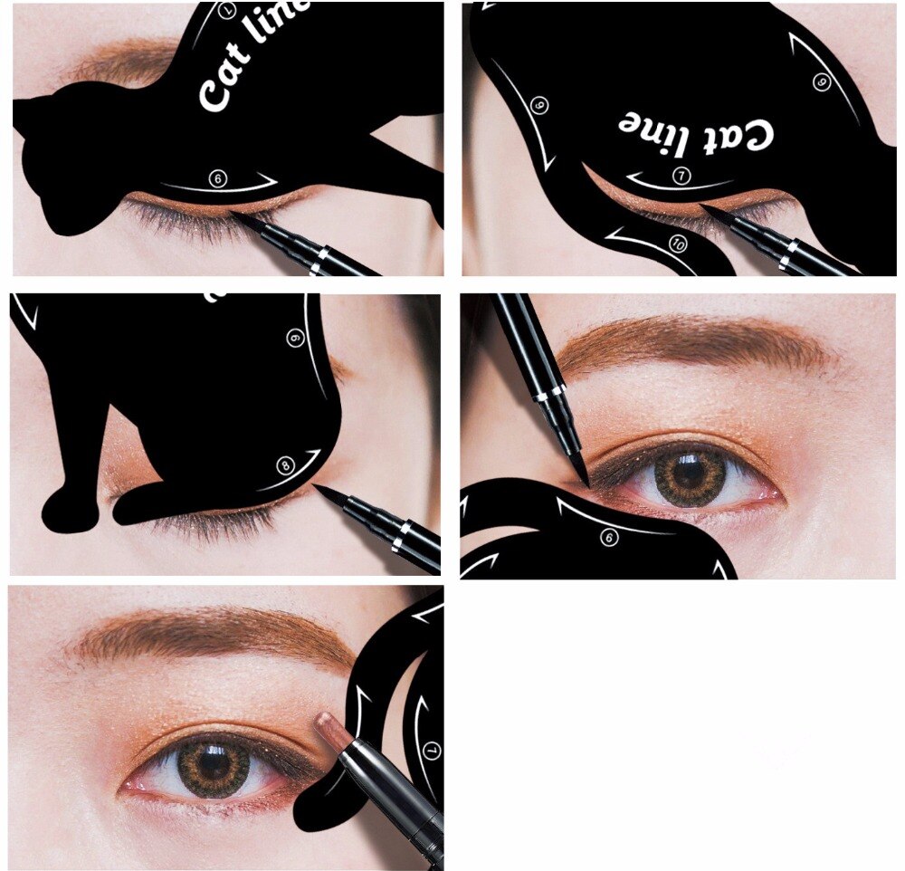 Plantilla delineador de ojos de gato, maquillaje , modelos de plantillas, herramienta de estampado, delineador de ojos, 1 Juego