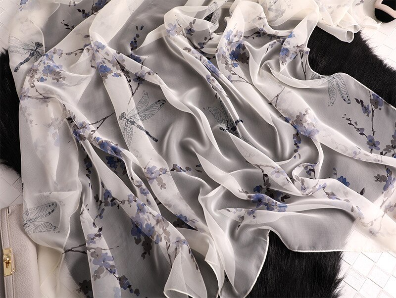 chinese style Classic women silk scarf female scarves ladies beach wrap chiffon shawl sunscreen large bandanna foulard muffler