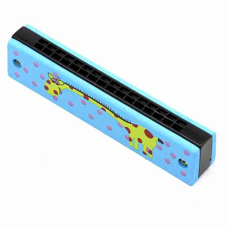 Double Row 16 Hole Harmonica Children's Wooden Painted Harmonica Musical Instrument Children's Music Educational Toys: E