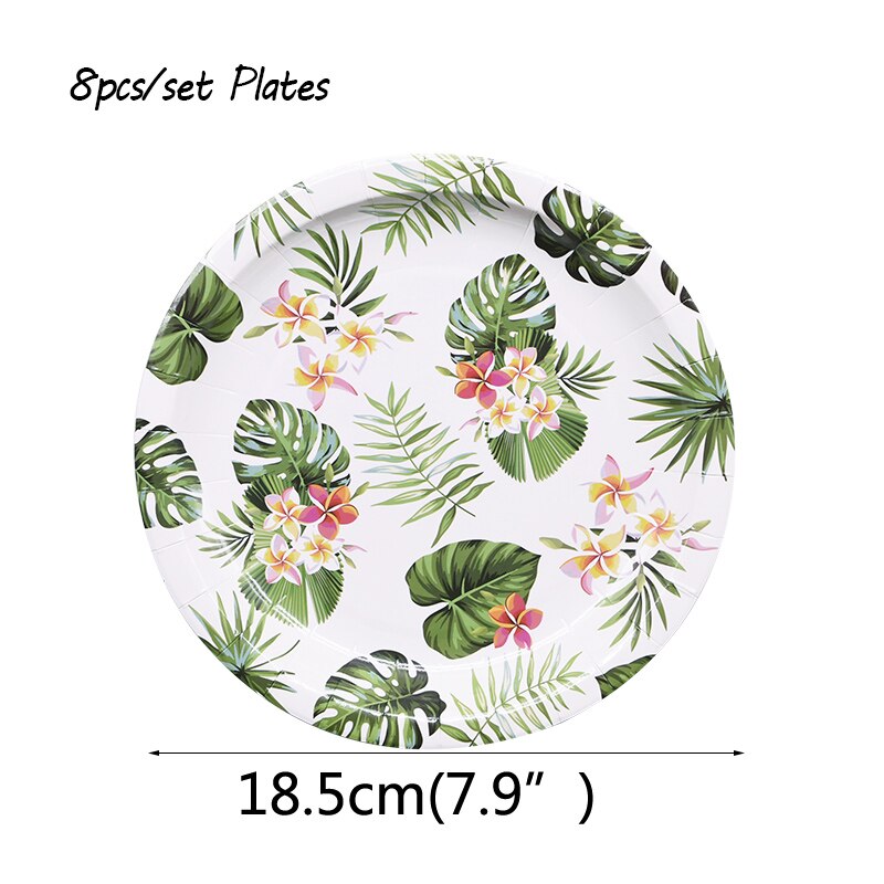 Sommer Party Einweg Geschirr Set Palm Blätter Papier Teller Tassen Servietten für Hawaii Strand Party Dekoration Hochzeit Liefert: B02
