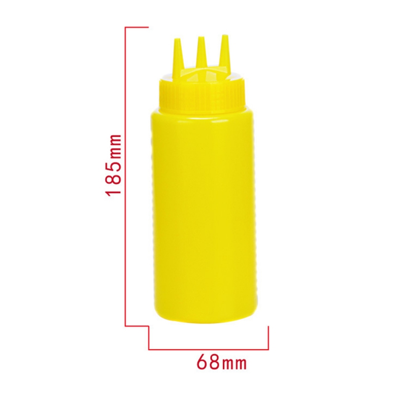 Plastic Sauce Squeeze Bottle With Three Holes Household Kitchen Tool Yellow White Red