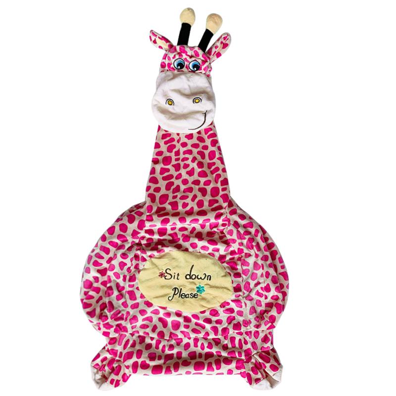 Vaskbart plys sofastolafdækning uden påfyldning bomuld tegneserie girafformet baby sædeovertræk støvtæt dekoration til hjemmetekstiler: Lyserød