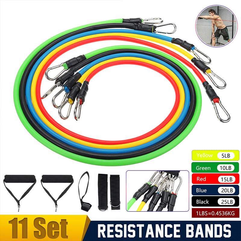 11 stk/sæt latex modstandsbånd pull rope fitness øvelser modstandsbånd sæt træning yoga band fitness fitness udstyr