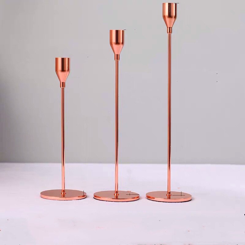 3 st/ set europeisk ljusstake i metall enkel guldbröllop dekoration bar fest vardagsrum dekoration heminredning: Guld -d set