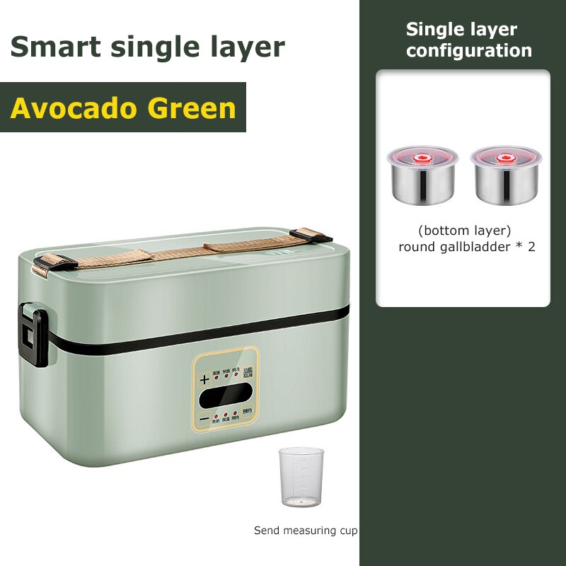 Electric Microwave Heating Lunch Box Food Storage Container for Student Office Worker Double-layer Insulation Lunch Container: Single Layer green / US