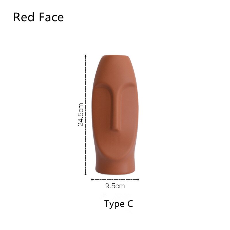 Cutelife Weiß Keramik Keramik Menschliches Gesicht Vase nordisch Dekoration Heimat Kopf Wohnzimmer Vase Moderne Blume Pflanze Tisch Große Vase: C