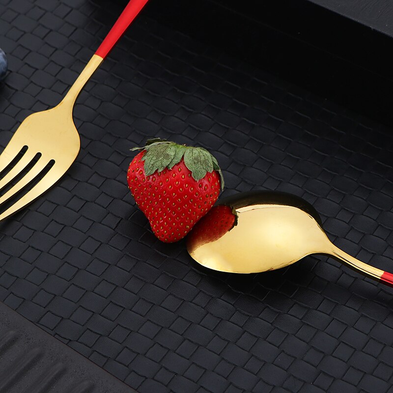 24pcs Gold Dinnerware Set Stainless Steel Tableware Set Knife Fork Spoon Silverware Set Safe Cutlery Set kitchen accessories