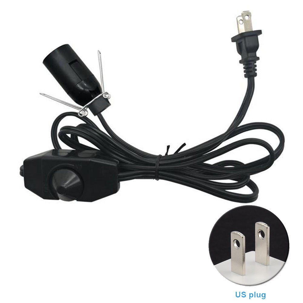 Black Dimmer Power Cable Switch Stable Electric Accessories PVC Salt Lamp Control Home E14 Socket Power Replacement