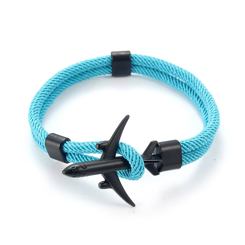 Avion hommes Bracelet corde chaîne noir Bracelet à breloques femmes mâle survie Aviation Style enveloppement en alliage de métal Sport crochet bijoux: G
