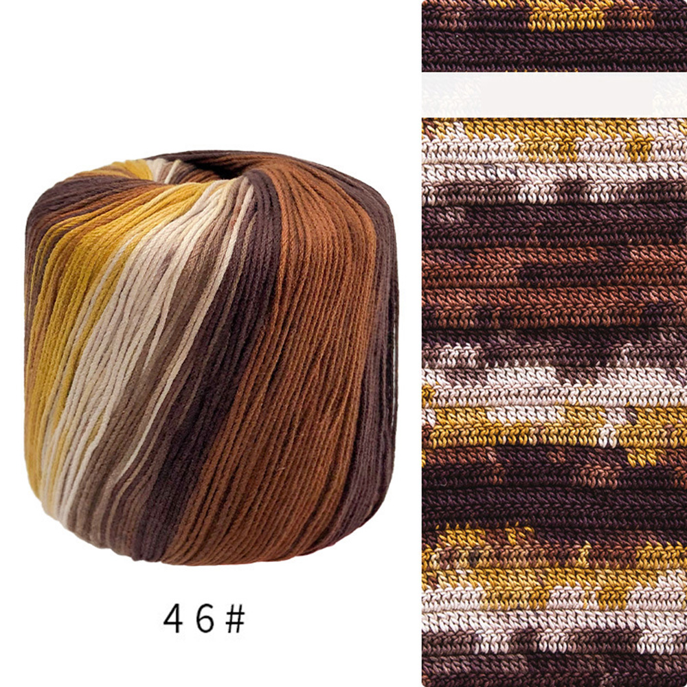 1pc Colorful Dyed Cotton Thread Wool Yarn DIY Knitted Floral Toys Sweater Thread Crochet Thread Cushion Hats Crochet Thread: Silver