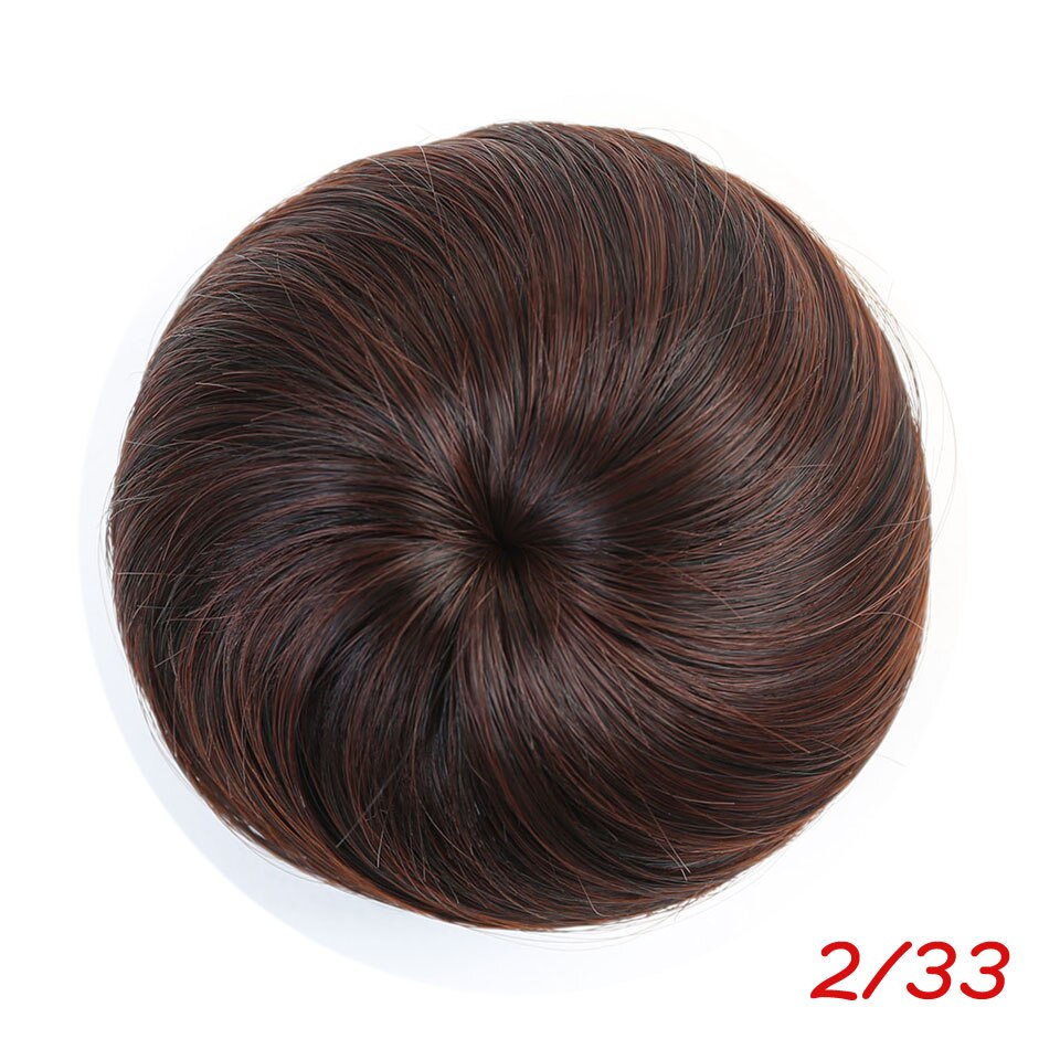 Meifan syntetisk glat hår elastisk chignon hårstykke snoretræk donut gummibånd chignon bolle klip i hår extensions: 2-33