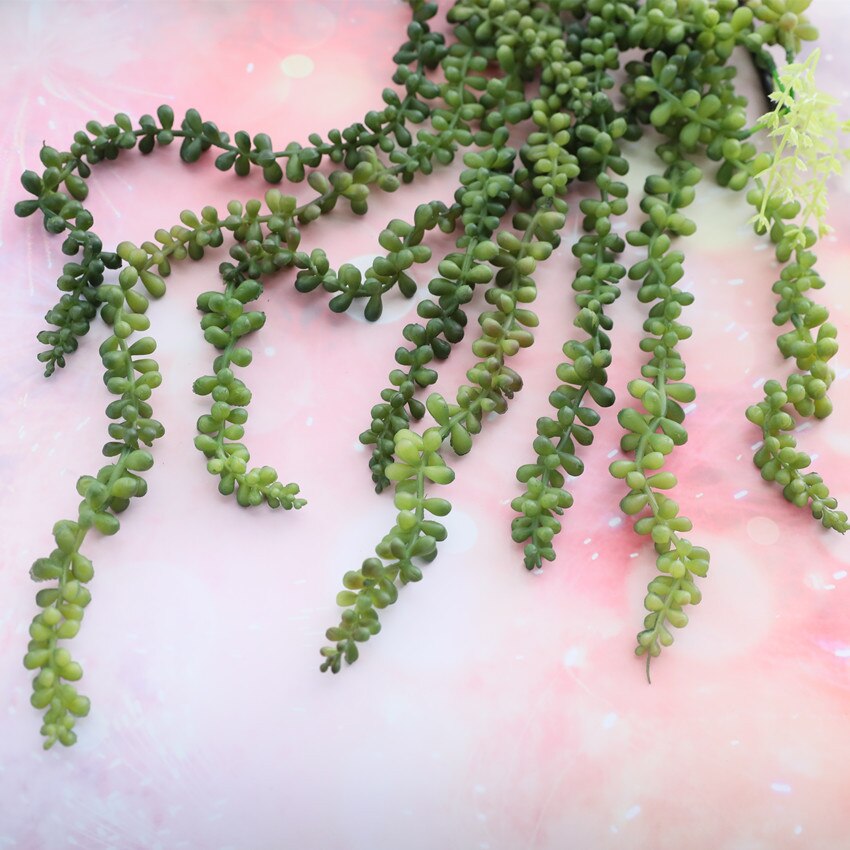 Kunstig blomst elsker tårer sukkulenter perler kjøttfulle grønne vintreet plast planter vegghengende råtnende hage hjem hotellinnredning
