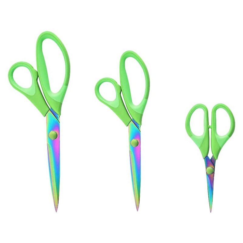 Pack Of 3 Sharp Scissors, Dressmaking Scissors, Fabric Scissors, Titanium Scissors, Multi-Purpose Scissors: Pink