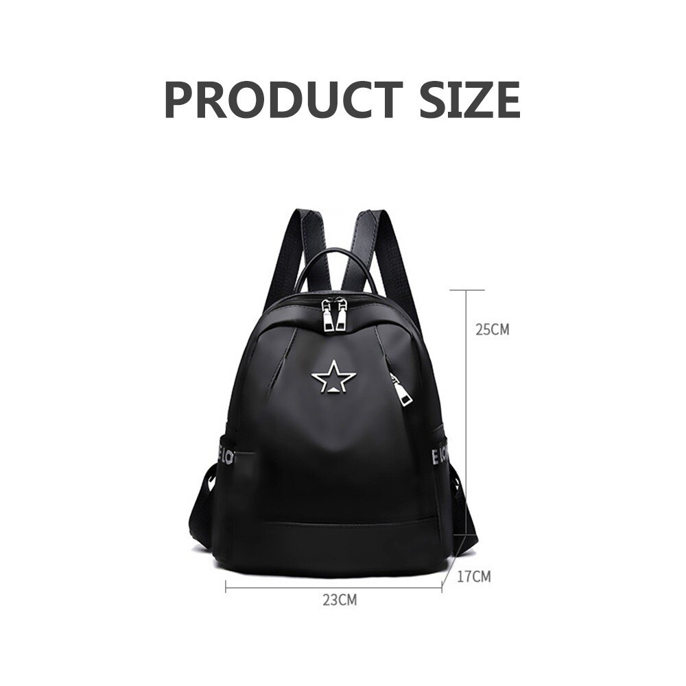 Mochila negra de gran capacidad para mujer, bolso de hombro femenino, mochila blanda Oxford para mochila de adolescente, de viaje, nueva