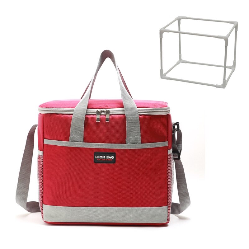 15L espessamento refrigerador bloco de gelo saco térmico grande picnic lunch box alimentos latas de bebidas vinho fresco ombro saco de isolamento do veículo saco: red with bracket