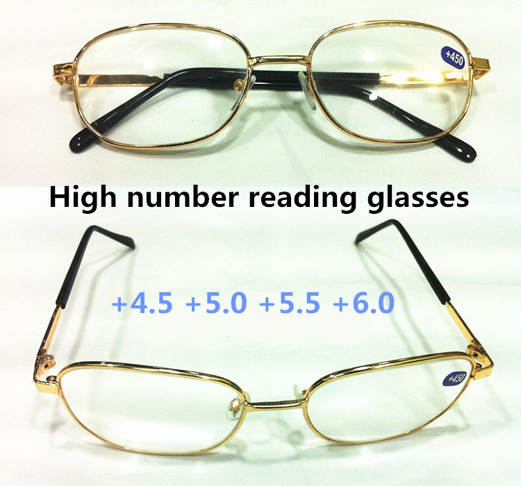 TWO pairsfull-rim alloy high number glasses lenses men women reading glasses +4.5 +5.0 +5.5 +6.0