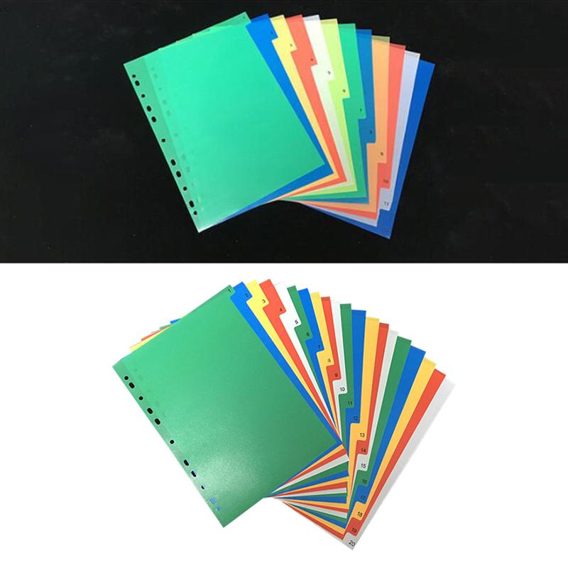 20 Pages A4 Colorful Index Page Classified Lables Plastic Tab Dividers (Color Printed Number)