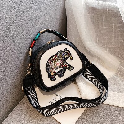 Cuoio dell'unità di elaborazione di Borsette Borse Donne Eleghant Disegno Del Ricamo Borse A Spalla Moda Femminile Che Borda il Sacchetto di Crossbody di Alta Qualità MM50045: bianca