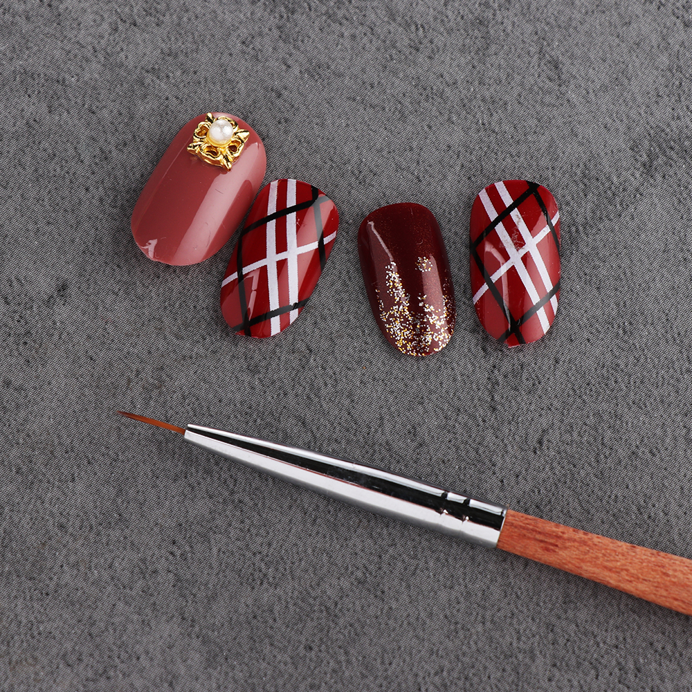 7mm długie włosy gwóźdź liniowiec rysunek pędzel robić malowania ultra-cienki długopis drewniany uchwyt narzędzie robić manicure paznokci DIY projekt wyposażyć