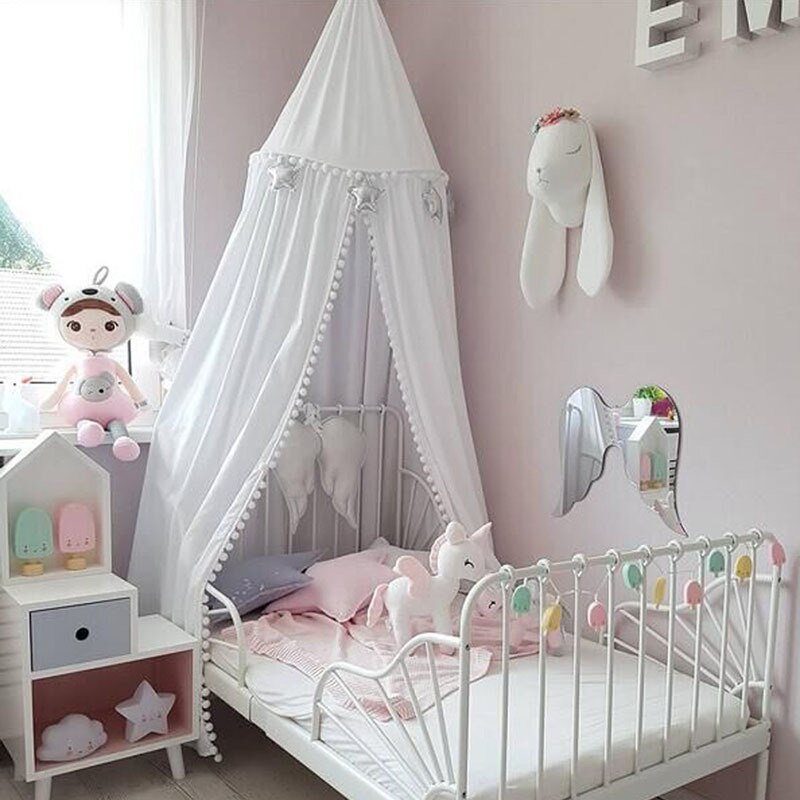 Babybedjes klamboe nordic ins kinderkamer ingericht met koepel bed tent babykamer decoratie kinderbed klamboe