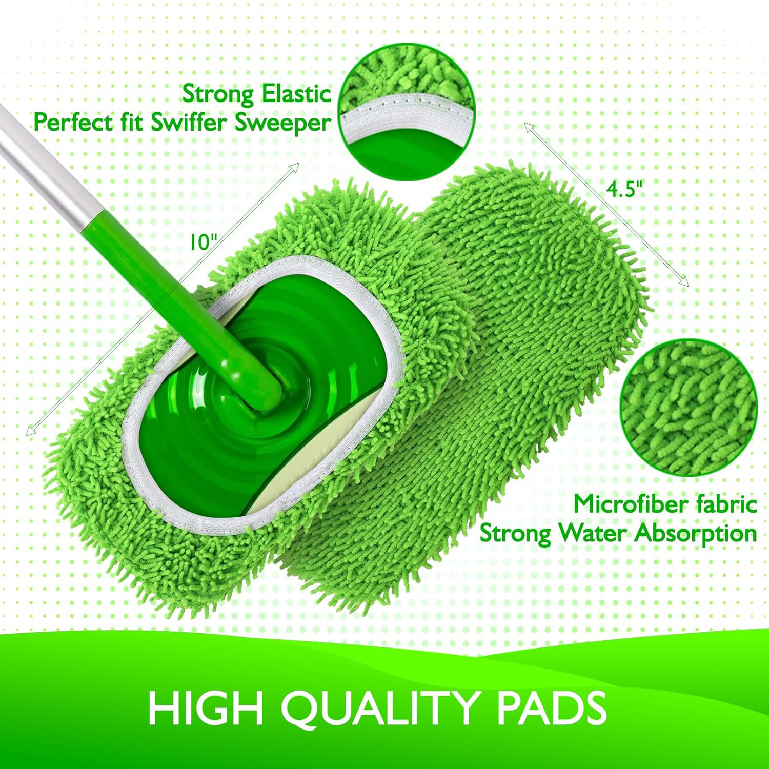 2 Pack Reusable Dry Sweeping Cloths Microfiber Wet Mop Pads Compatible with Swiffer Sweeper Mop Replacement
