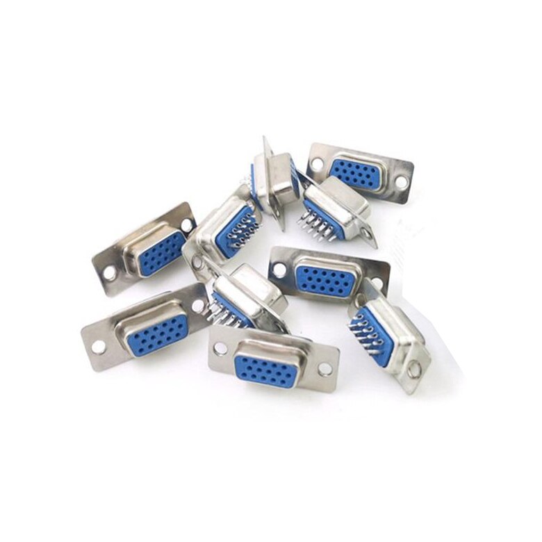 10 Uds RS232 DB15 3 filas Serial VGA 15 pines hembra 3 filas tipo soldadura enchufe D-SUB conector macho: Verde militar