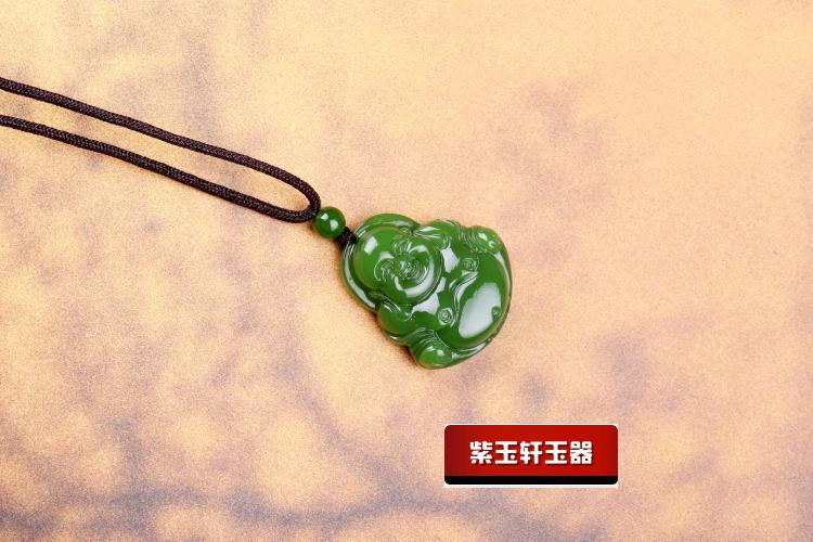 Cinese xinjiang Verde Giada Grande pancia Buddha Monili Della Collana Del Pendente Accessori di Moda A Mano-Intagliato Uomo Donna Fortuna Amuleto