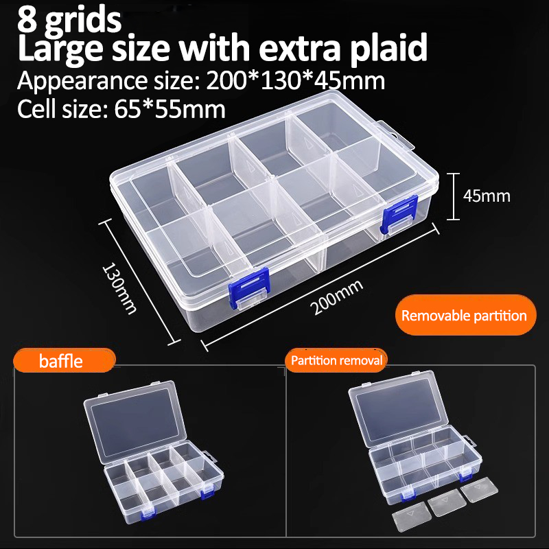 Transparante plastic doos Grote capaciteit Compartiment Organizer Box Onderdeel Gereedschapskist Meercellige materiaal Model Accessoires Opbergdoos: Paars