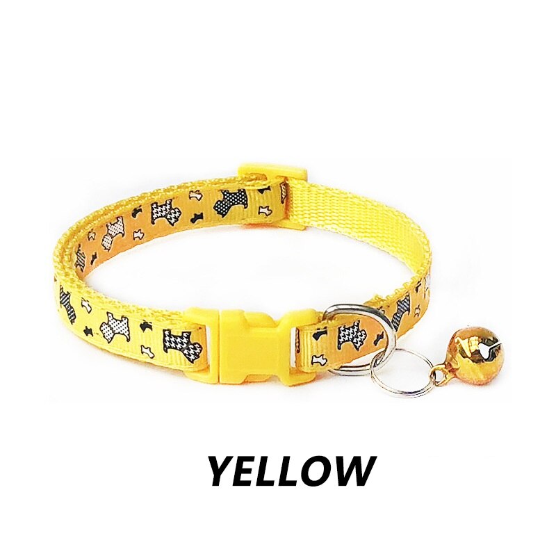 Collar para gato con campanas, productos para gatos y mascotas, arnés de correa para cachorro, collar de animales, productos para gatos alrededor del cuello para mascota: Yellow