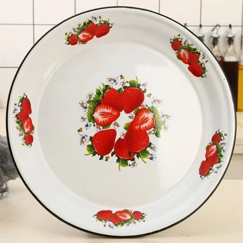 40cm fortykkede emaljetetallerkener, sauteret krydret kylling, jernporcelænstallerkener, suppetallerken, fisketallerkener, frugt- og blomsterskåle, salatskål