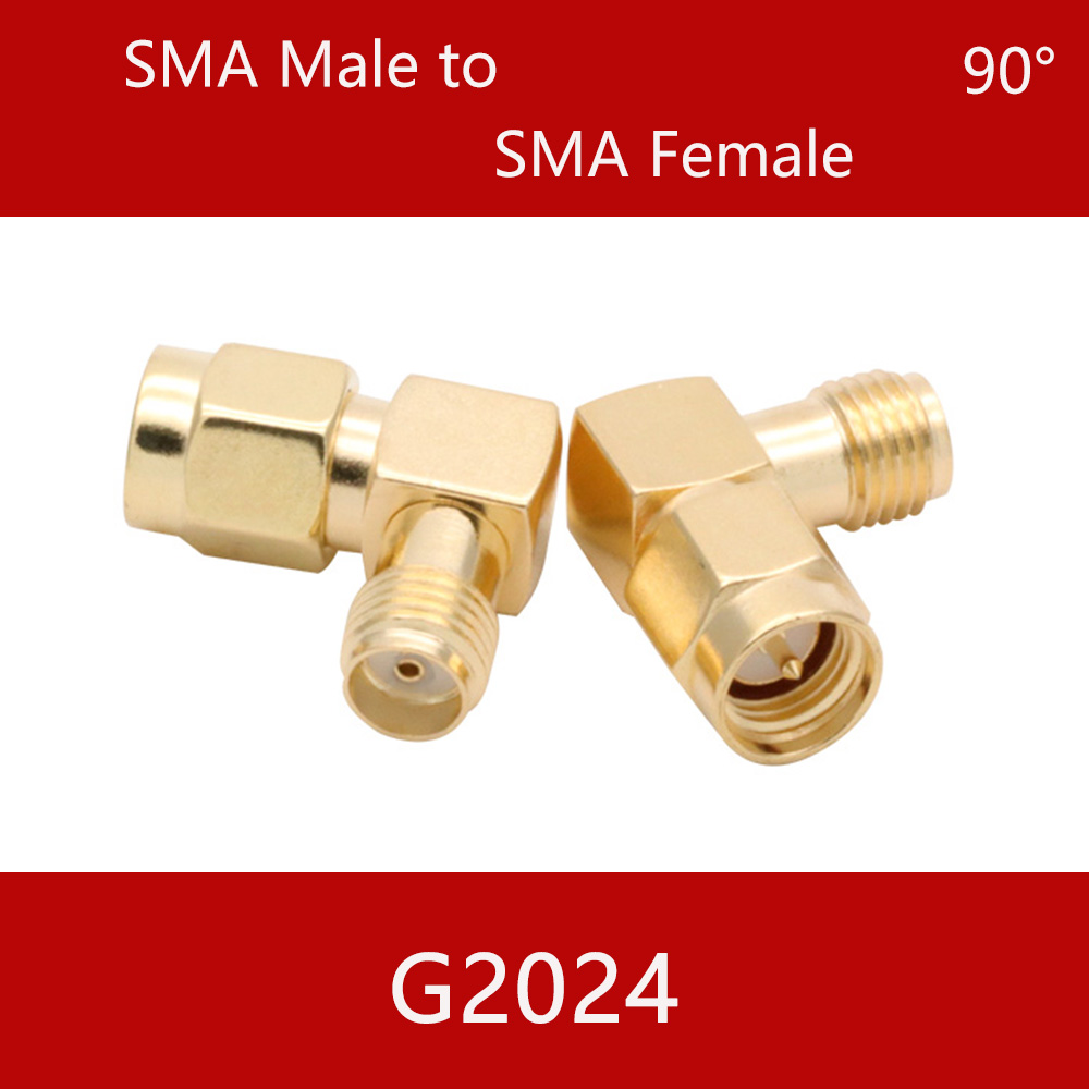 Conector SMA a SMA macho hembra RP SMA a SMA macho RPSMA, convertidor de adaptador RF de 3 vías de ángulo recto: G2024