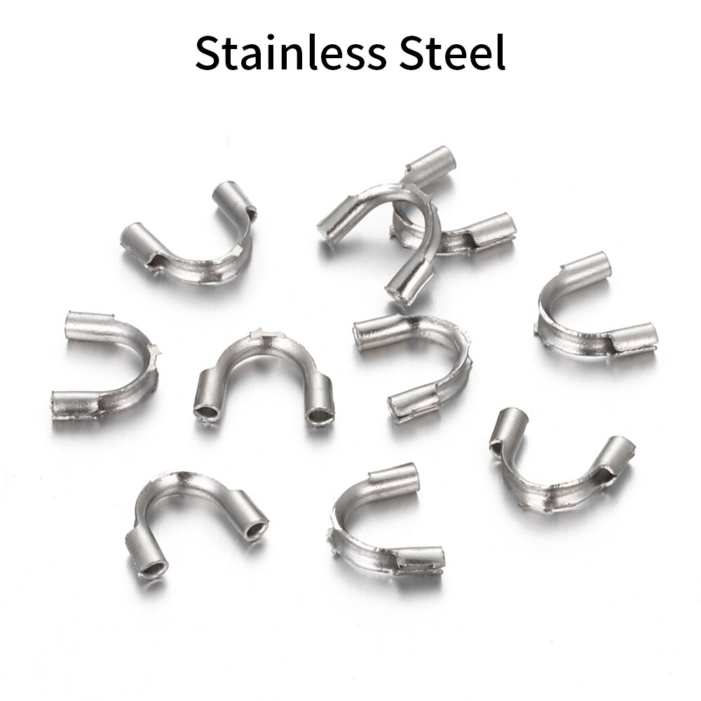 30pcs Stainless Steel U Shape Wire Protectors Wire Guard Guardian Protectors loops Clasps Connector For Jewelry Making Supplies