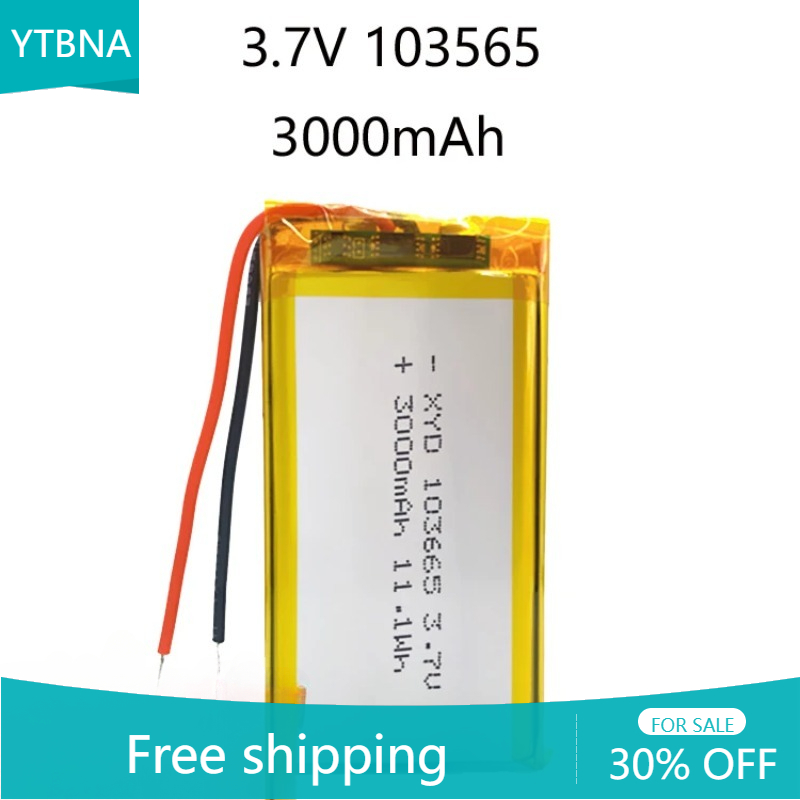 103665 / 103565 3,7 V 3000 mAh Polymer-Lithium-Akku für Hochgeräte, Werkzeuge, LED-Leuchten, Fahrrekorder, Powerbank