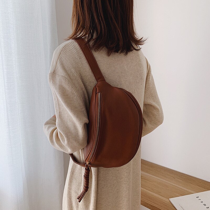 Frauen Taille Tasche fanny Pack Große Kapazität umhängetaschen für weibliche Brust Taschen PU Leder Damen Gürtel Tasche Pack: Braun