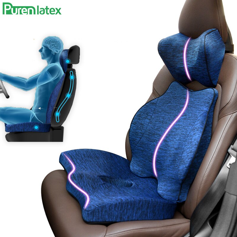 Purenlatex Auto Kussen Auto Zitkussen Memory Foam Orthopedisch Kussen Voor Office Pad Stuitbeen Kussen Ischias Rugpijn Relief