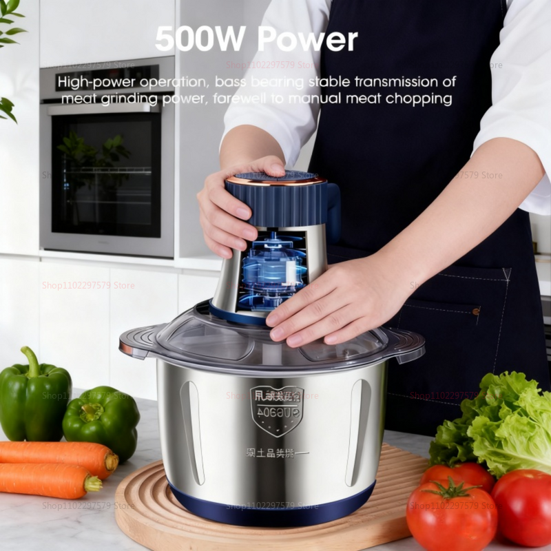Electrical Food Crusher Multfunctional Household Meat Grinder Stainless Steel Meat Vegetable Garlic Mincer Baby Food Blender