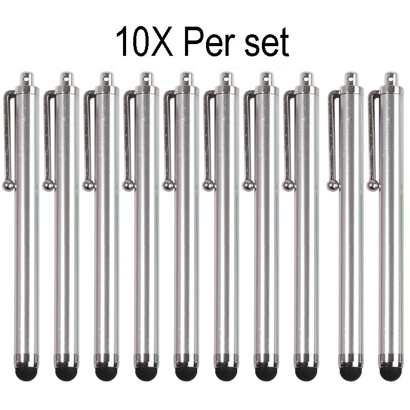Mosible 10 st/lot universal stylus penna ritplatta kapacitiv skärm pekpenna för ipad iphone samsung xiaomi mobiltelefon: Silver 10x