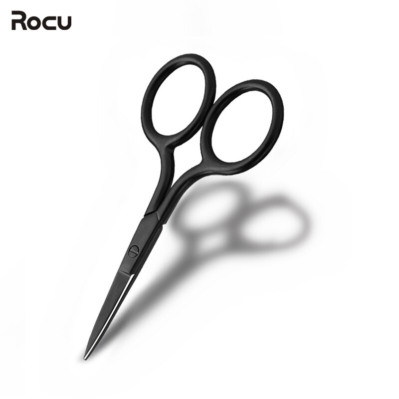 Tijeras de maquillaje negras y medianas, , para cejas, pestañas, pelo de nariz, herramientas de depilación facial de acero inoxidable, cabeza afilada