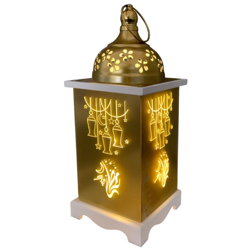 Houten Ramadan Lantaarn Eid Mubarak Element Led Licht Eid Ramadan Islamitische Indoor