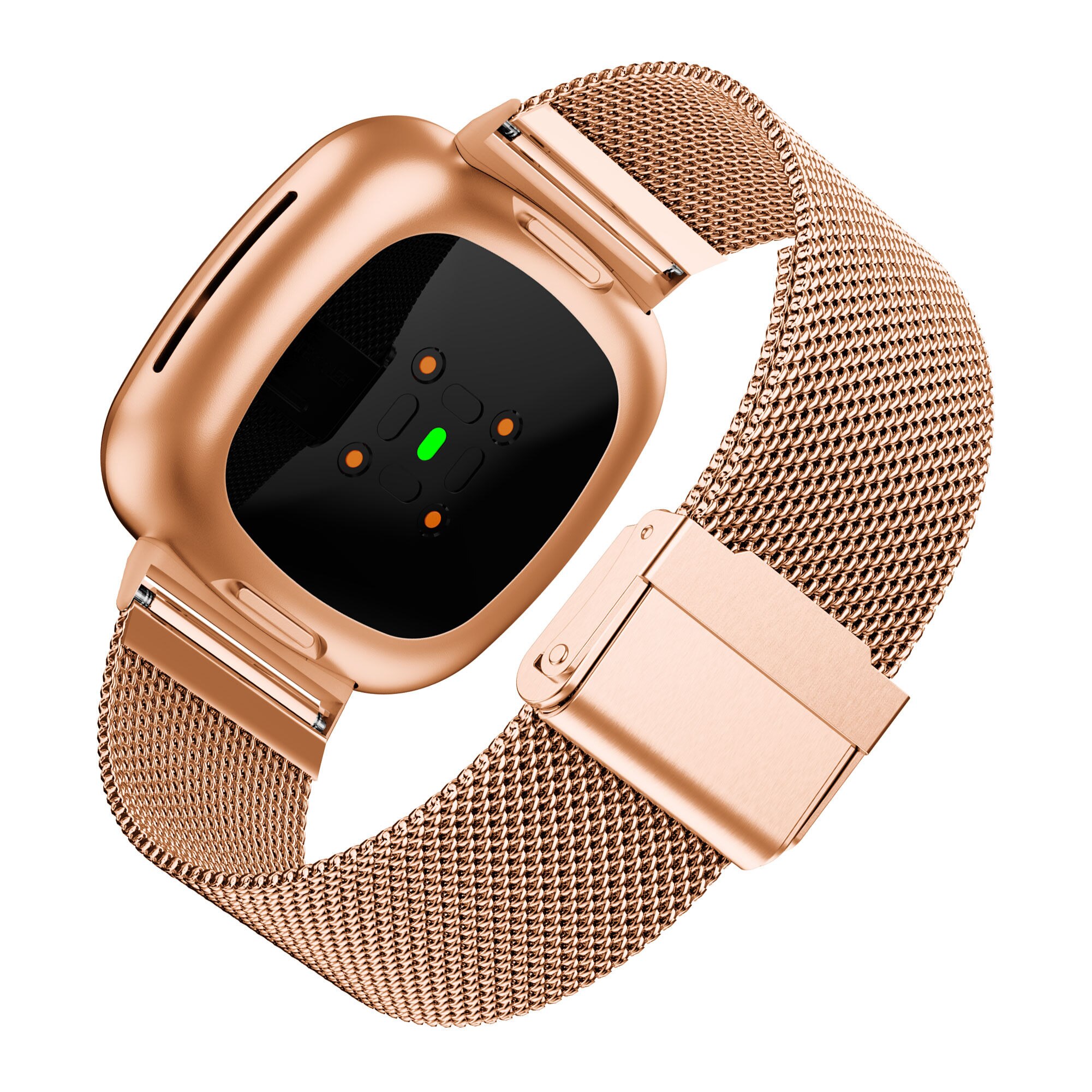 Correa Milanese Loop para Fitbit Versa 3/sense, repuesto de correa de reloj inteligente de acero inoxidable: Rose gold