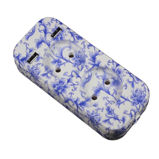 USB extension socket with easy fixing 2 USB port EU standard 5V2A outlet no cable A8