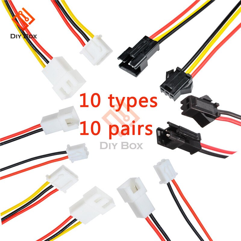 10Pairs 10cm 15cm 30cm SM 2Pin 3Pin Male to Female Connector Plug Cable JST Connector Terminal Wire for LED Strip Downlight