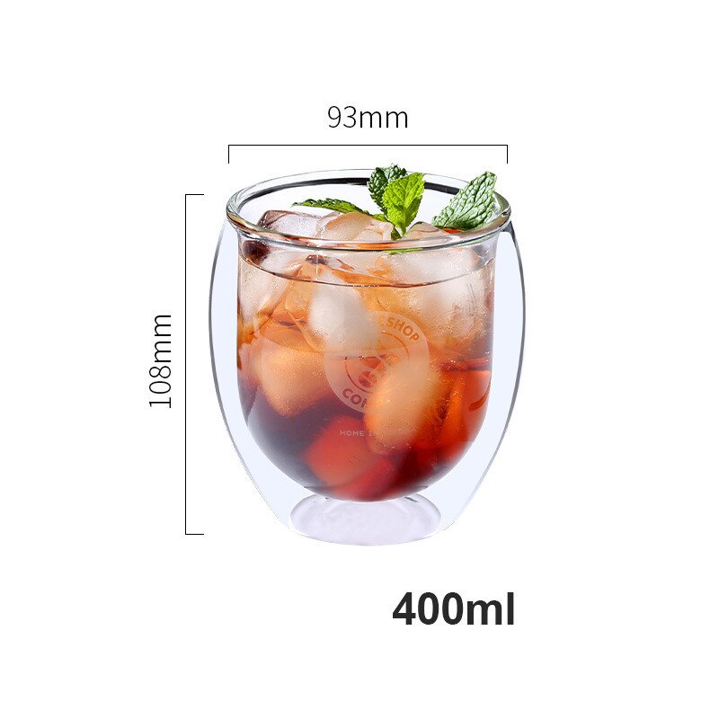 400ml Double Wall Thermo Insulated Coffee Cup Borosilicate Glass