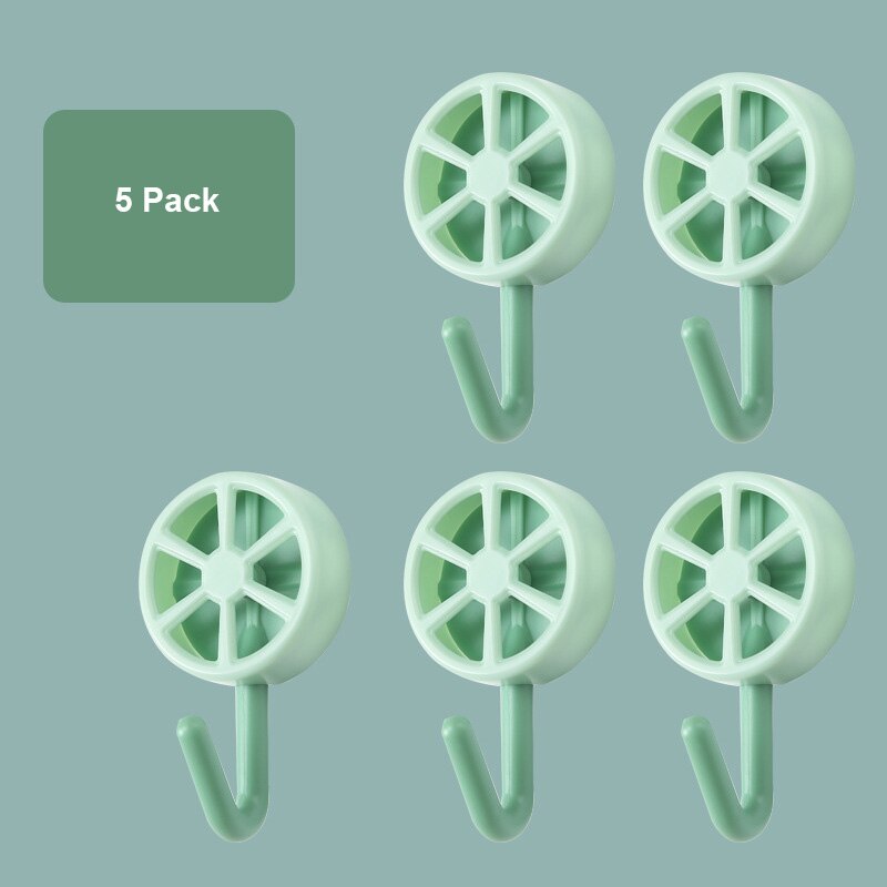 5 pièces crochets sans poinçon citron Style crochet de rangement armoire salle de bain crochet clé crochets décoratifs fort mur crochet de rangement: Green