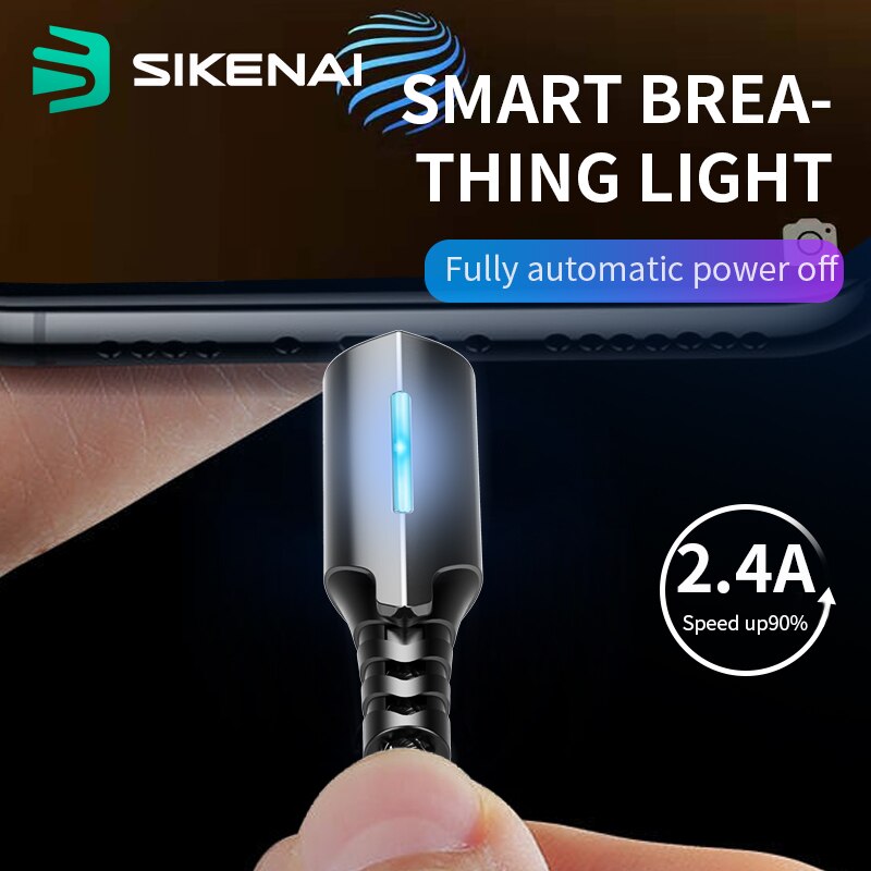 Sikenai Smart Power Off 3A USB Type C Fast Charger Cable