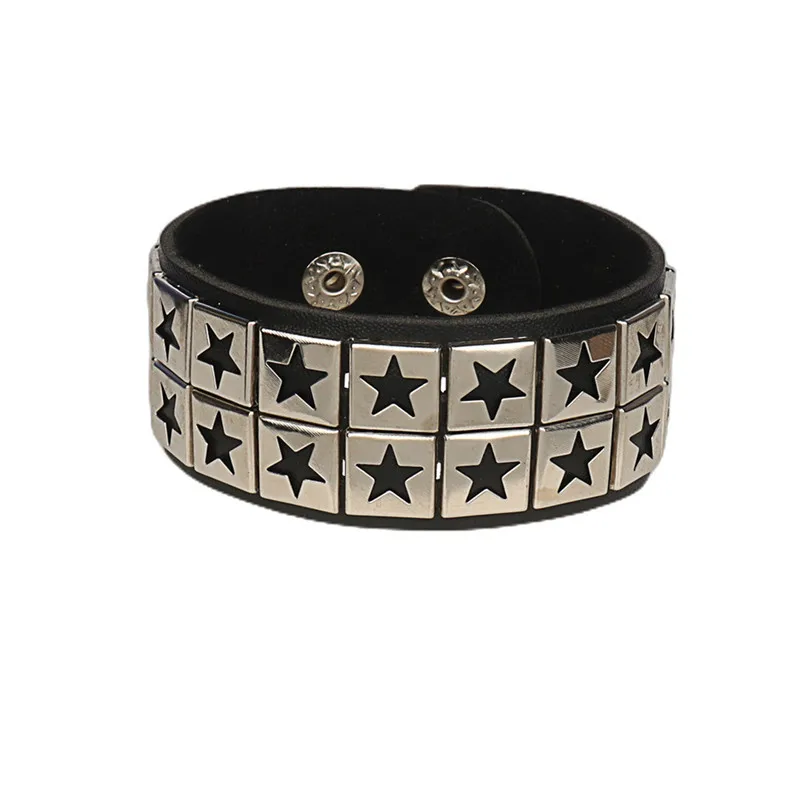 Bracelet gothique Punk crâne, chaînes en métal, pointes à rivets, en cuir Pu, manchette large, bijoux pour femmes et hommes, 2023: Plaqué de cuivre antique