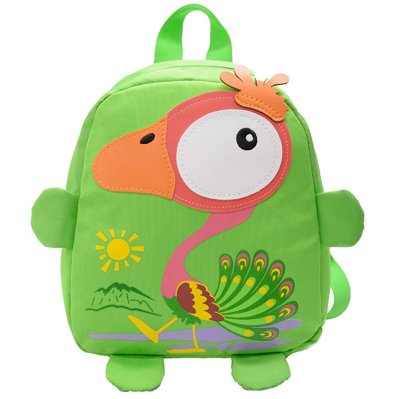 Mochilas escolares de nailon con animales para niños, mochilas de hombro para niños, bolsas para libros de estudiantes de dibujos animados, bonita mochila: green