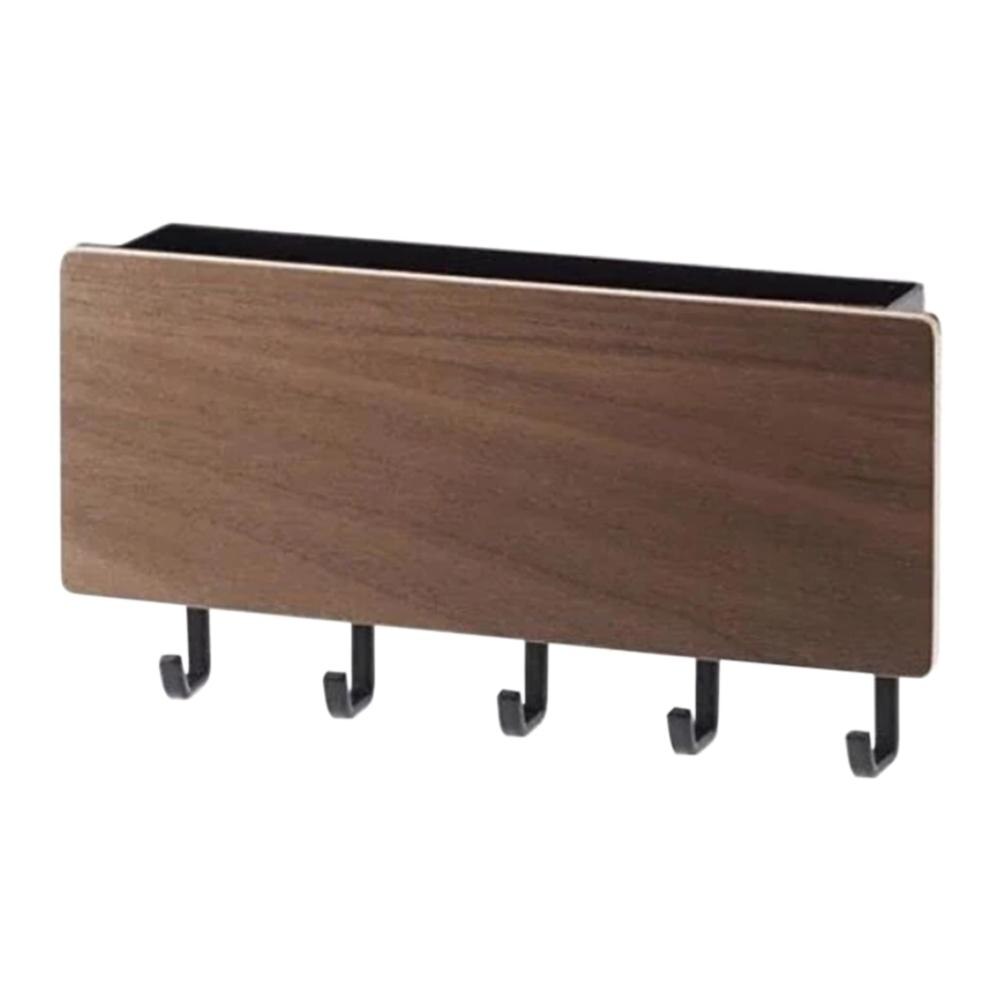 Wood Wall Hanging Shelf Key Rack Decorative Sundries Storage Box Key Ring Hooks Clerk Housekeeper Wood Shelf: black